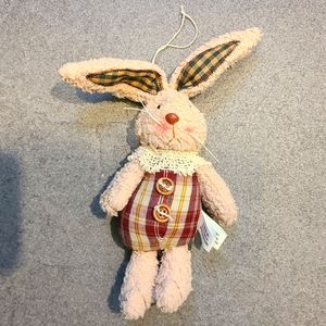 Primitive Farmhouse Plush Bunny Rabbit Ornament